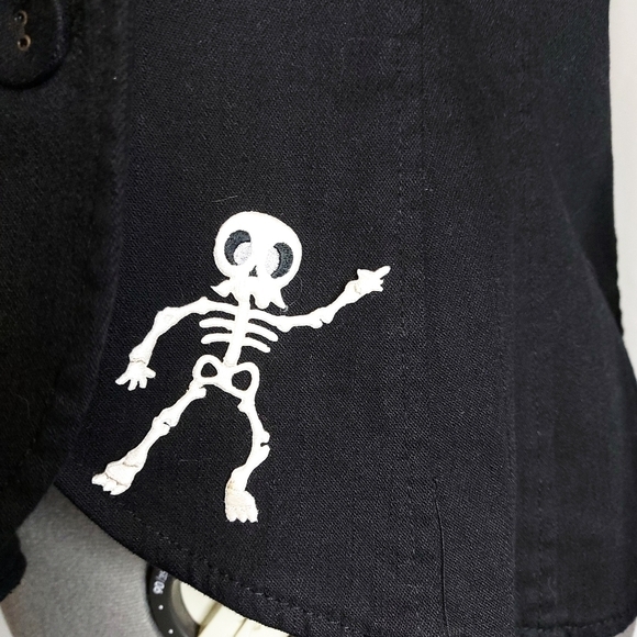 Unique Handcrafted Black Denim Jacket with Sugar Skulls Size Medium - Picture 6 of 9